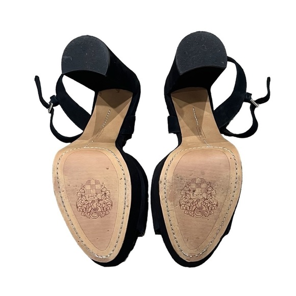 Vince Camuto Black Suede Platform Block Heel Sandals Size 8 Women's - Picture 8 of 9